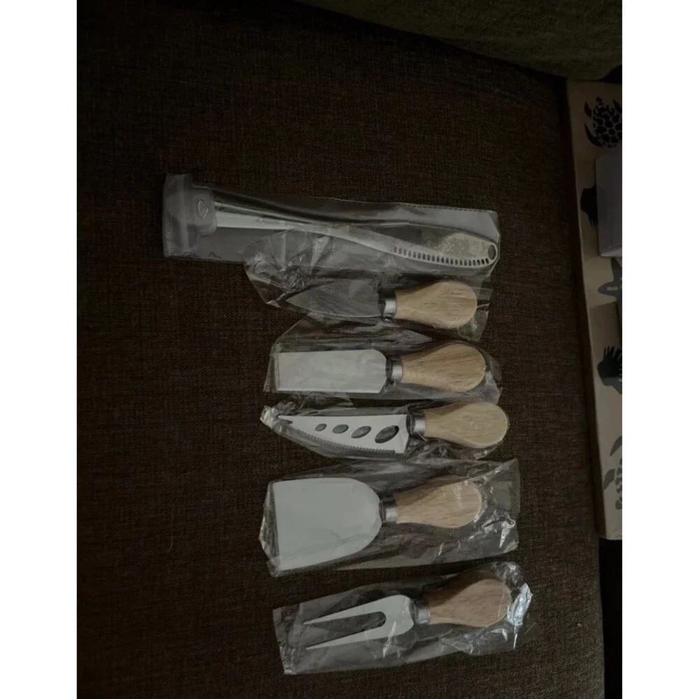 6 Pcs Set  Cheese Knives Shaver with Wood Handle, Stainless Butter Spreader NEW